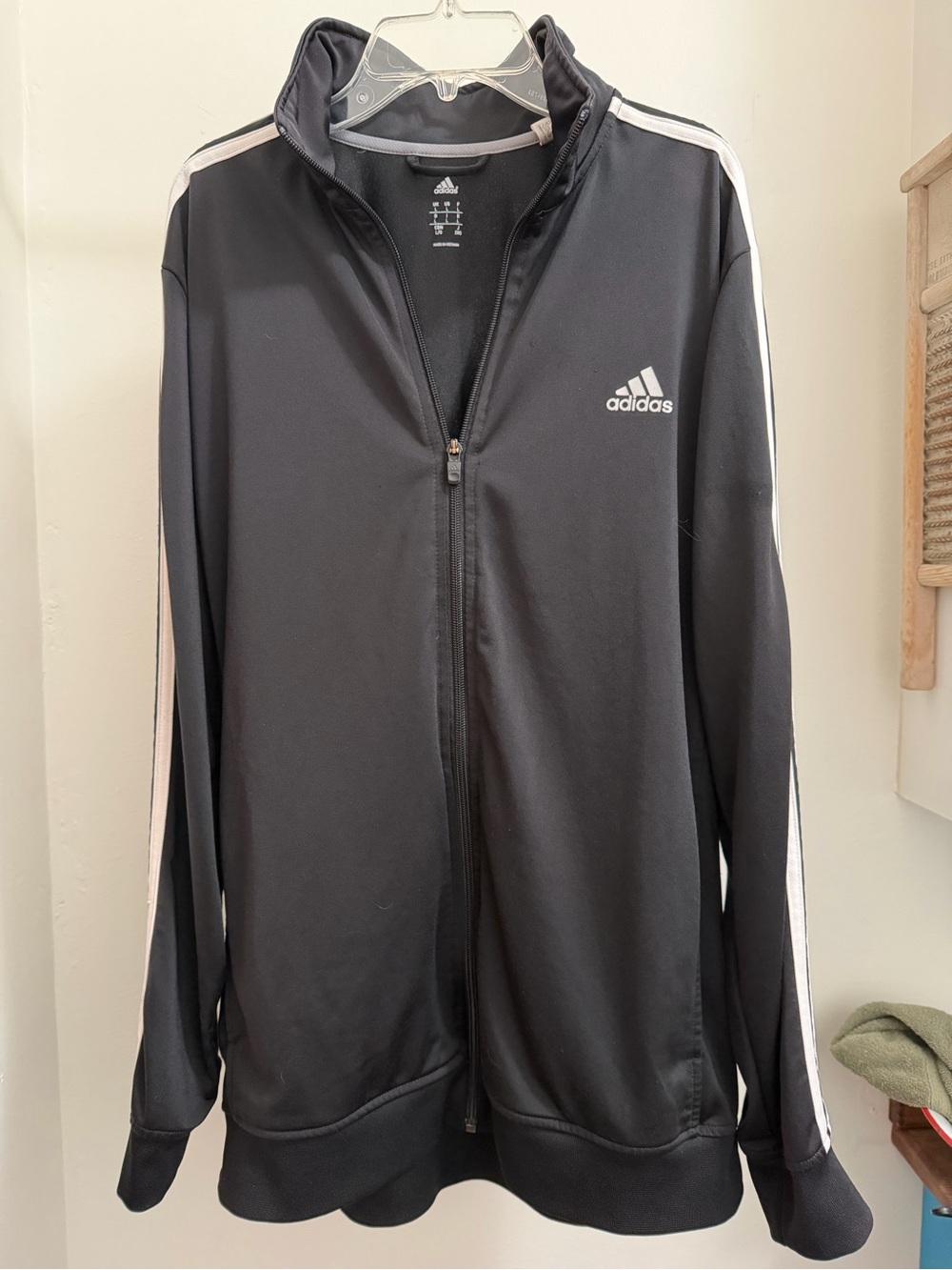 adidas Black Lightweight Track Jacket with White Stripes